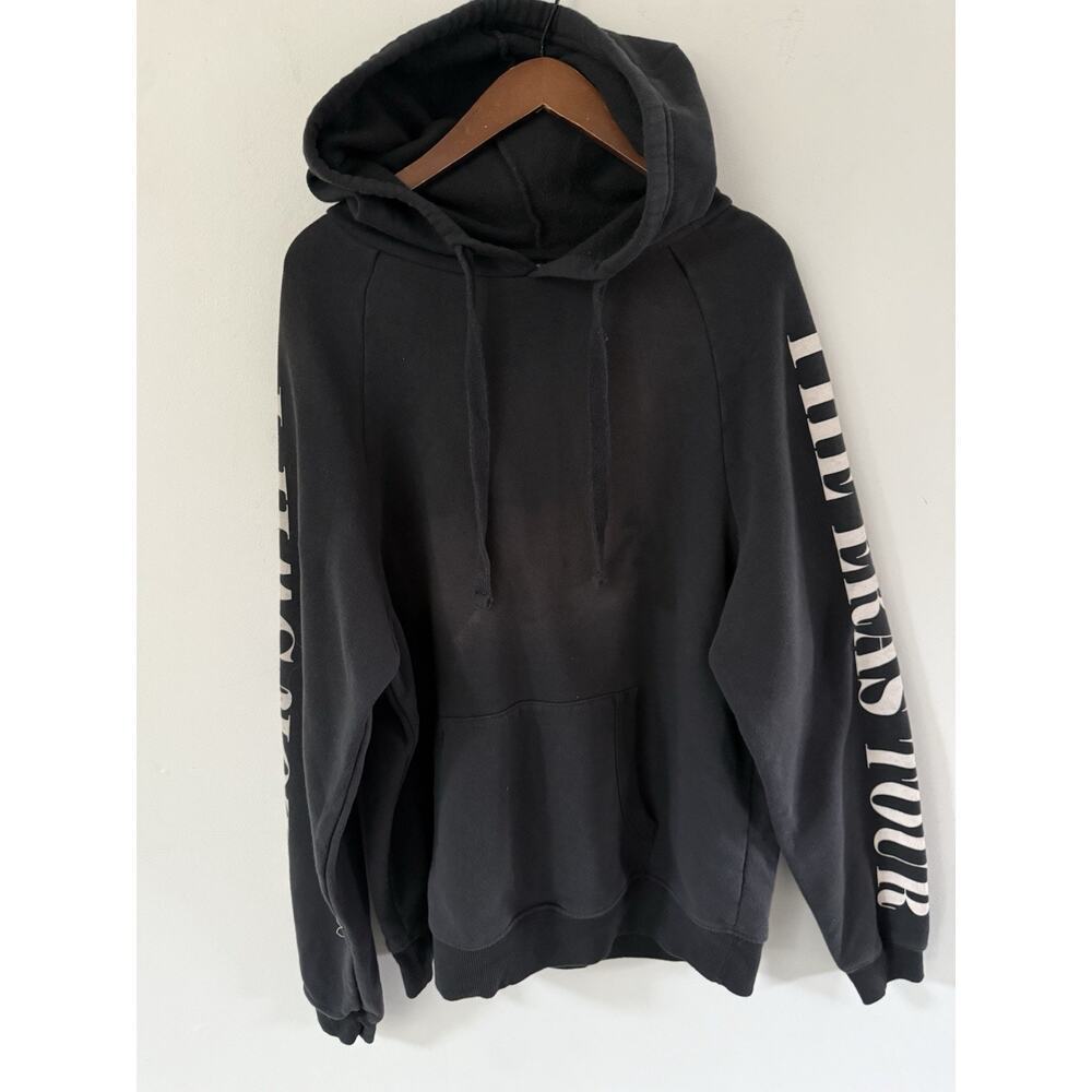 Taylor Swift The Eras Tour Concert Black Gray Pullover Hoodie Size L Distressed